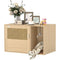 Cat Litter Box Enclosure, Cat Washroom End Side Table with Rattan Door, Scratching Pad, Non-slip Foot Pads, Oak