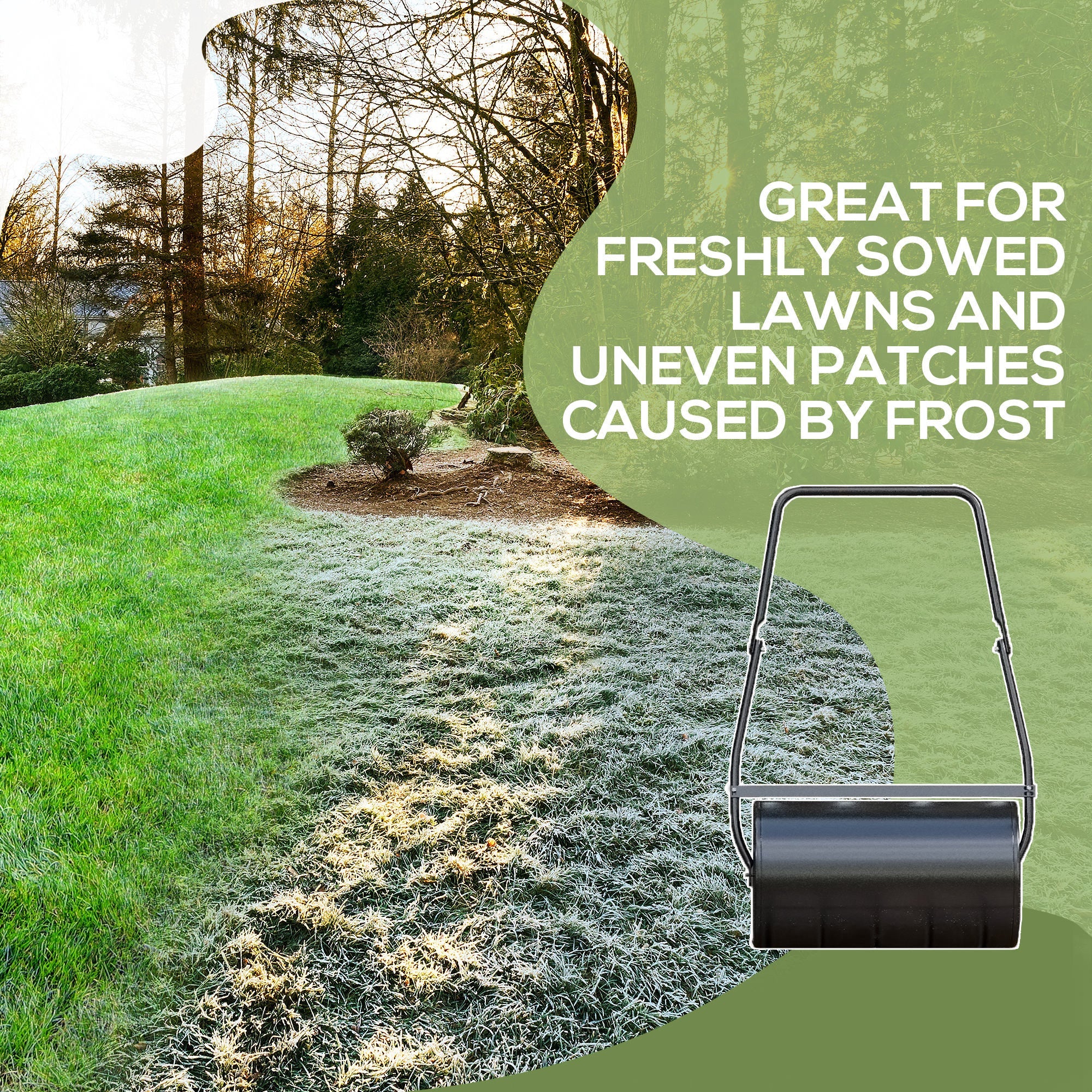 Outsunny Lawn Roller Heavy Duty, Push/Tow Design, Fillable with Water/Sand for Garden Maintenance - Black 