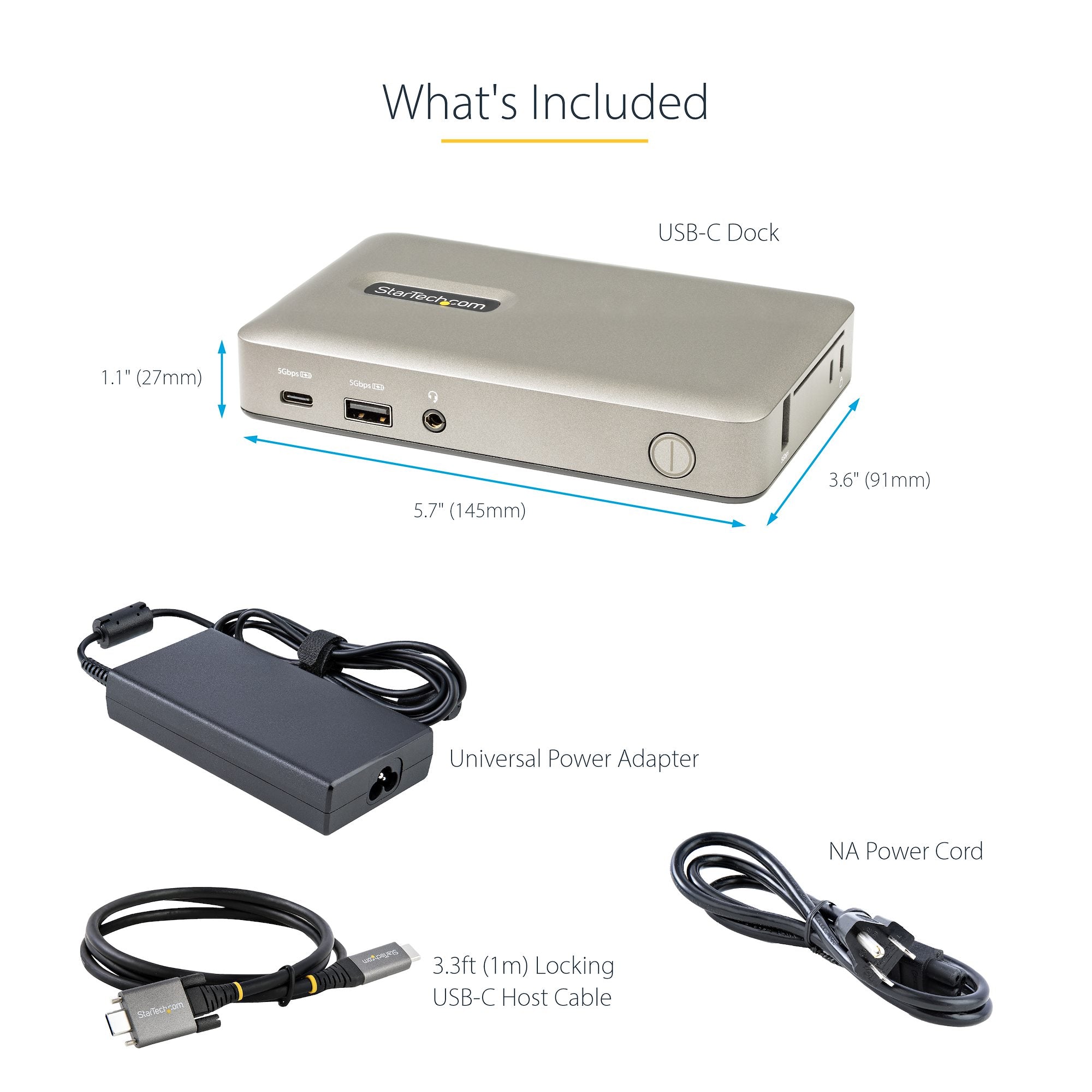 USB C Dock - USB-C to DisplayPort 4K 30Hz or VGA - 65W USB Power Delivery Charging - 4-Port USB 3.1 Gen 1 Hub - Universal USB-C Laptop Docking Station with Ethernet - TAA 