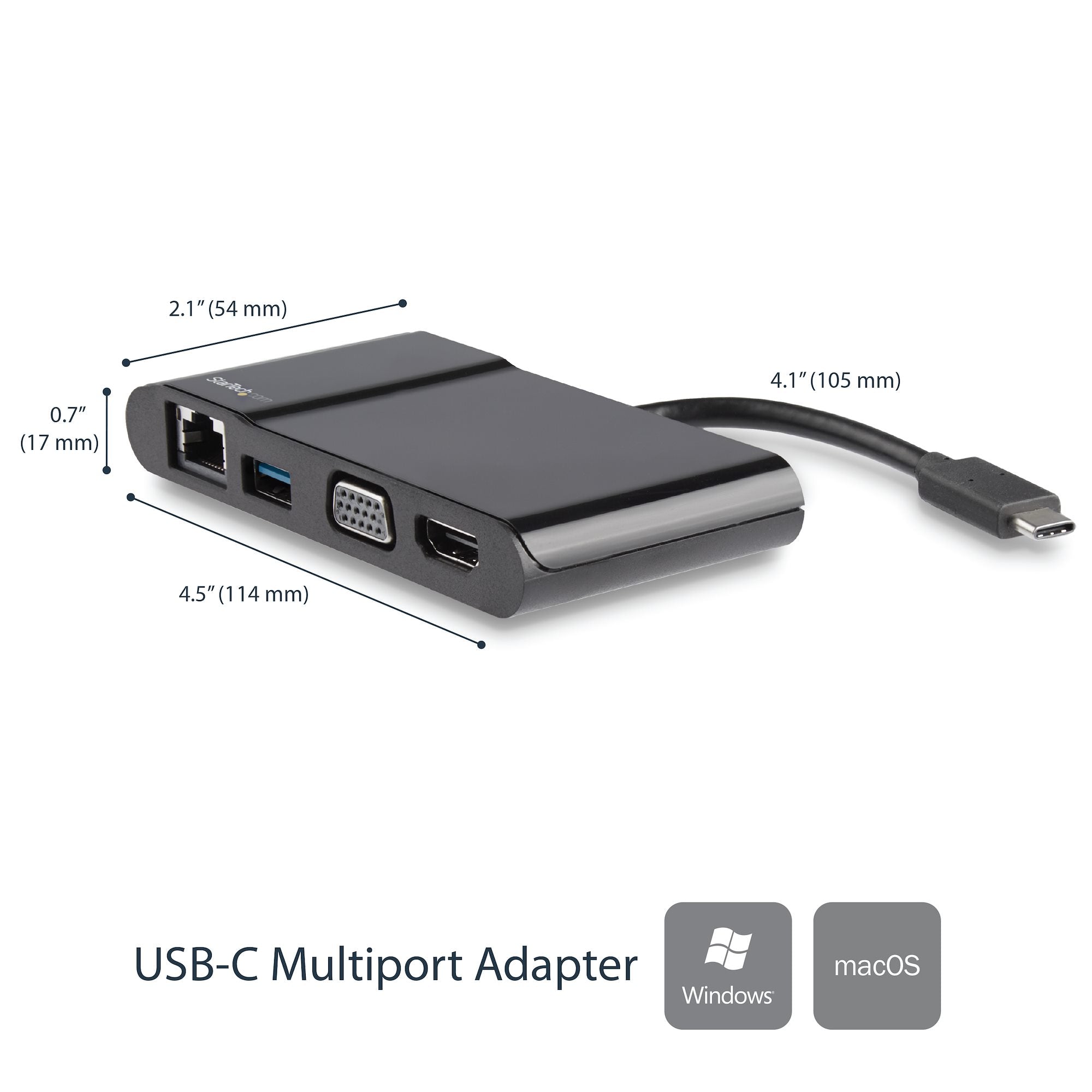 USB-C Multiport Adapter - USB-C Travel Dock with 4K HDMI or 1080p VGA, Gigabit Ethernet, 5Gbps USB-A 3.0 - Discontinued, Limited Stock, & Replaced by DKT31CHVL 