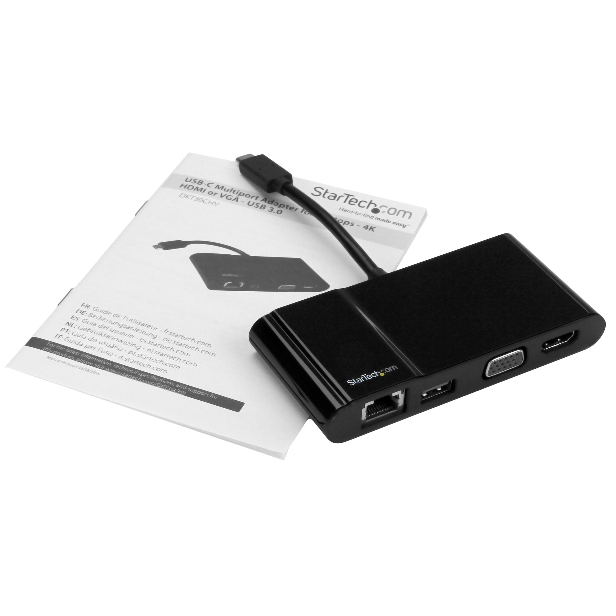 USB-C Multiport Adapter - USB-C Travel Dock with 4K HDMI or 1080p VGA, Gigabit Ethernet, 5Gbps USB-A 3.0 - Discontinued, Limited Stock, & Replaced by DKT31CHVL 