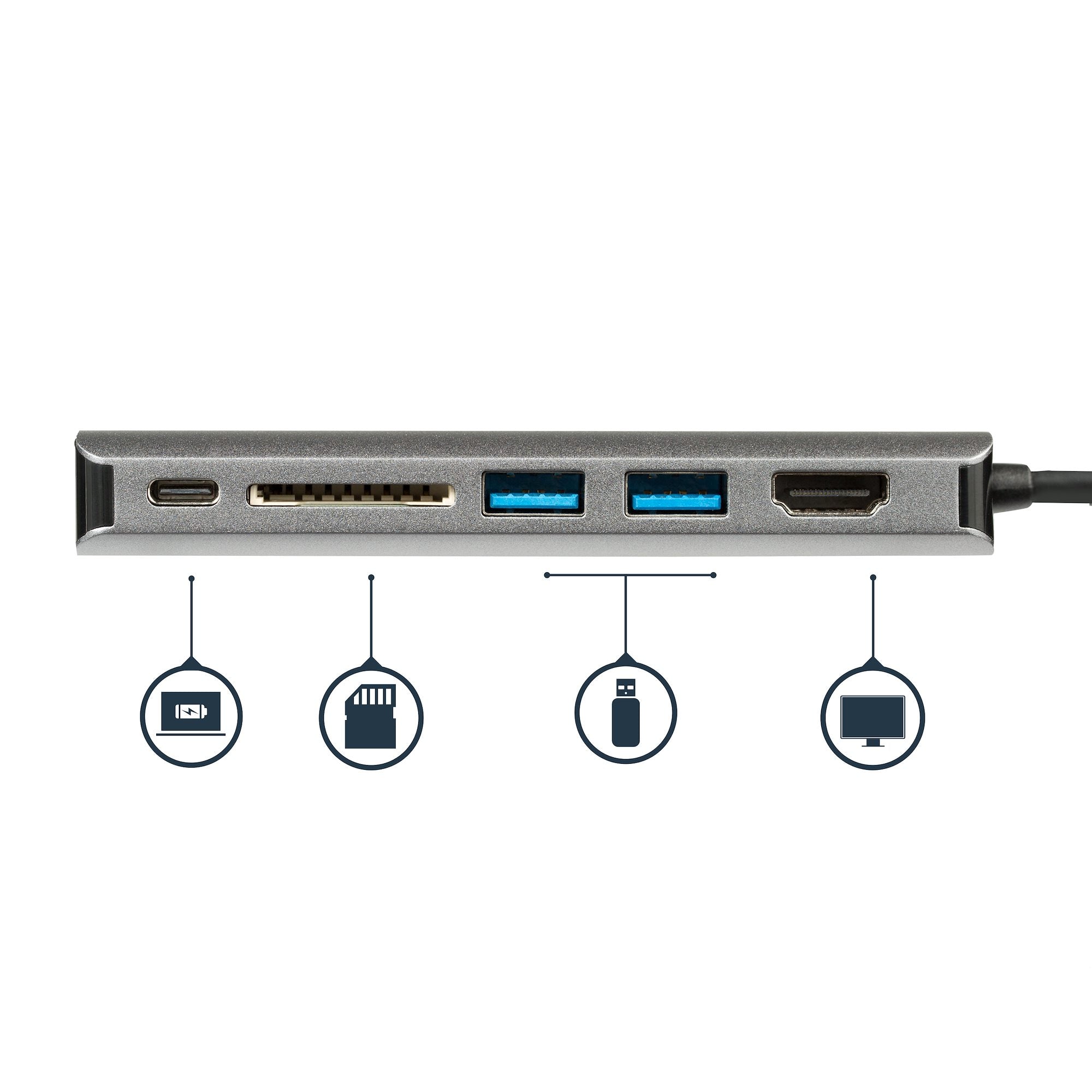 USB C Multiport Adapter, Portable USB-C Dock to 4K HDMI, 2-pt USB 3.0 Hub, SD/SDHC, GbE, 60W PD Pass-Through - USB Type-C/Thunderbolt 3 - REPLACED BY DKT30CSDHPD3 