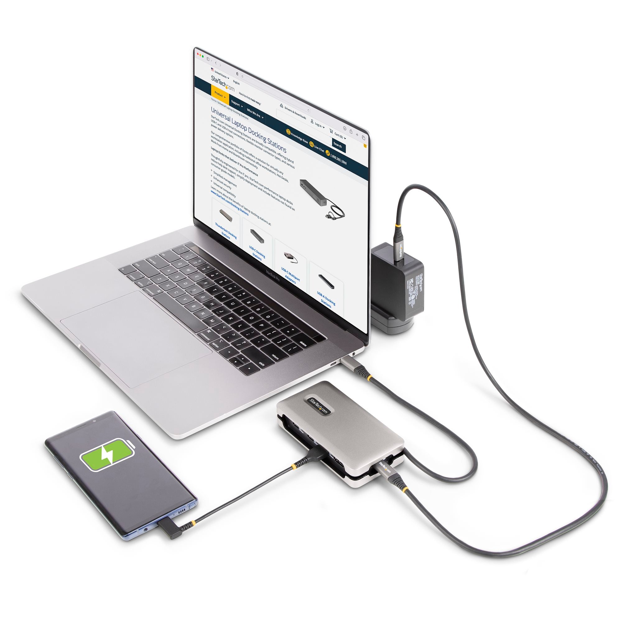 USB-C Multiport Adapter, 4K 60Hz HDMI 2.0b, HDR, USB 3.2 Gen 2 10Gbps Hub (2xUSB-C, 1xUSB-A), 100W PD Pass-Through, Mini Travel Dock, 12"/30cm Cable, Laptop Docking Station 