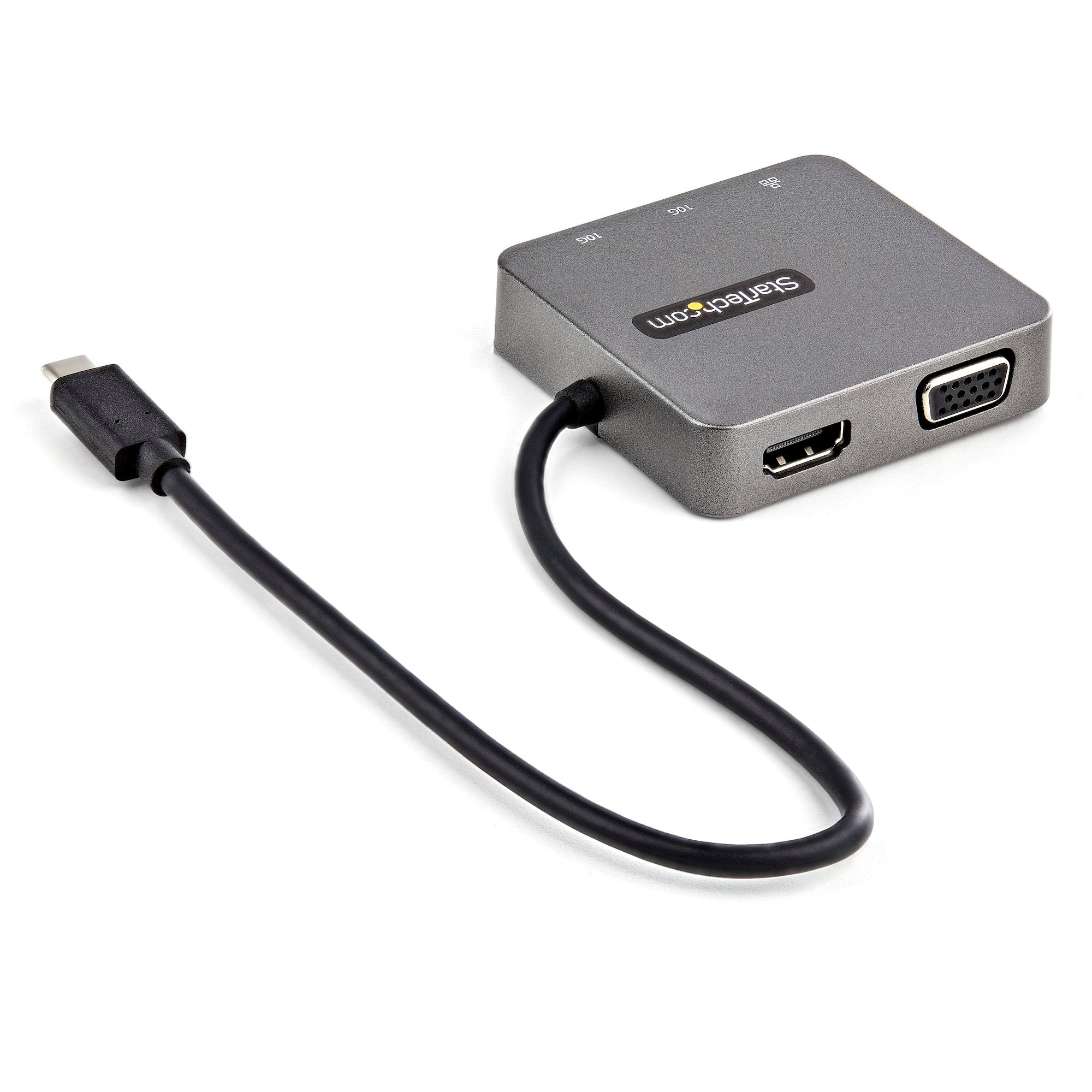 USB-C Multiport Adapter - USB 3.1 Gen 2 Type-C Mini Dock - USB-C to 4K HDMI or 1080p VGA Video - 10Gbps USB-A USB-C, GbE - Portable Travel Laptop Dock - Works w/Thunderbolt 3 - TAA 