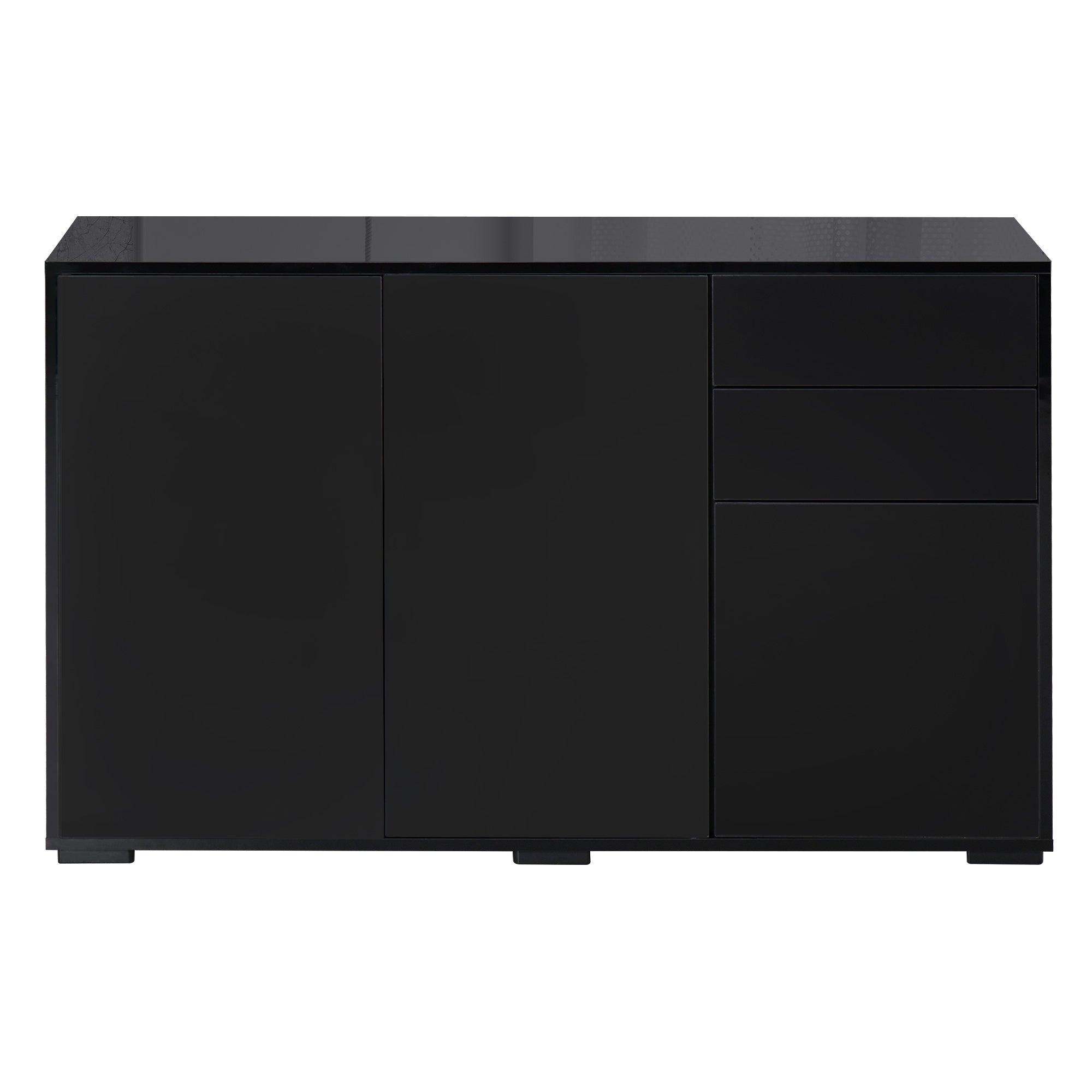 HOMCOM Modern Black Coffee Bar Cabinet: Bedroom & Living Room Sideboard with Push-Open Drawers for Streamlined Design 