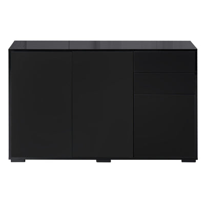 HOMCOM Modern Black Coffee Bar Cabinet: Bedroom & Living Room Sideboard with Push-Open Drawers for Streamlined Design 