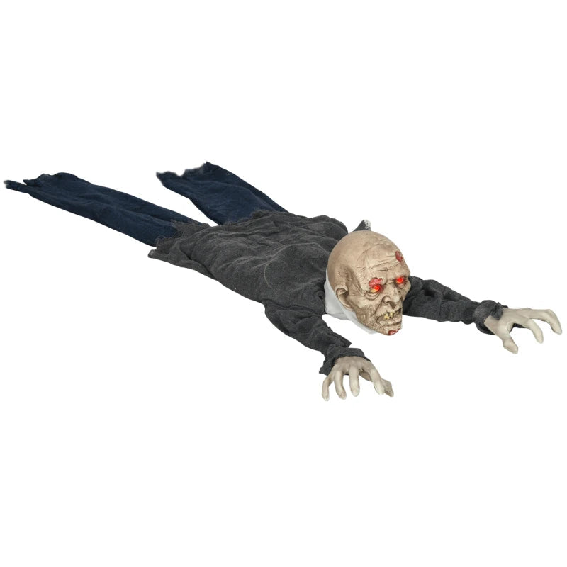 HOMCOM 62” Life-Size Outdoor Halloween Crawling Zombie – Animated Prop with Sound, Motion Activation & Light-Up Eyes 