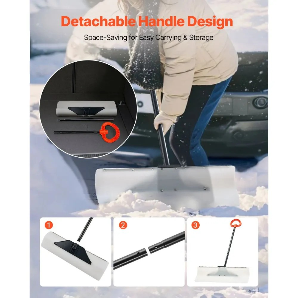 30-Inch Snow Pusher with Ergonomic Handle for Winter Snow Clearing