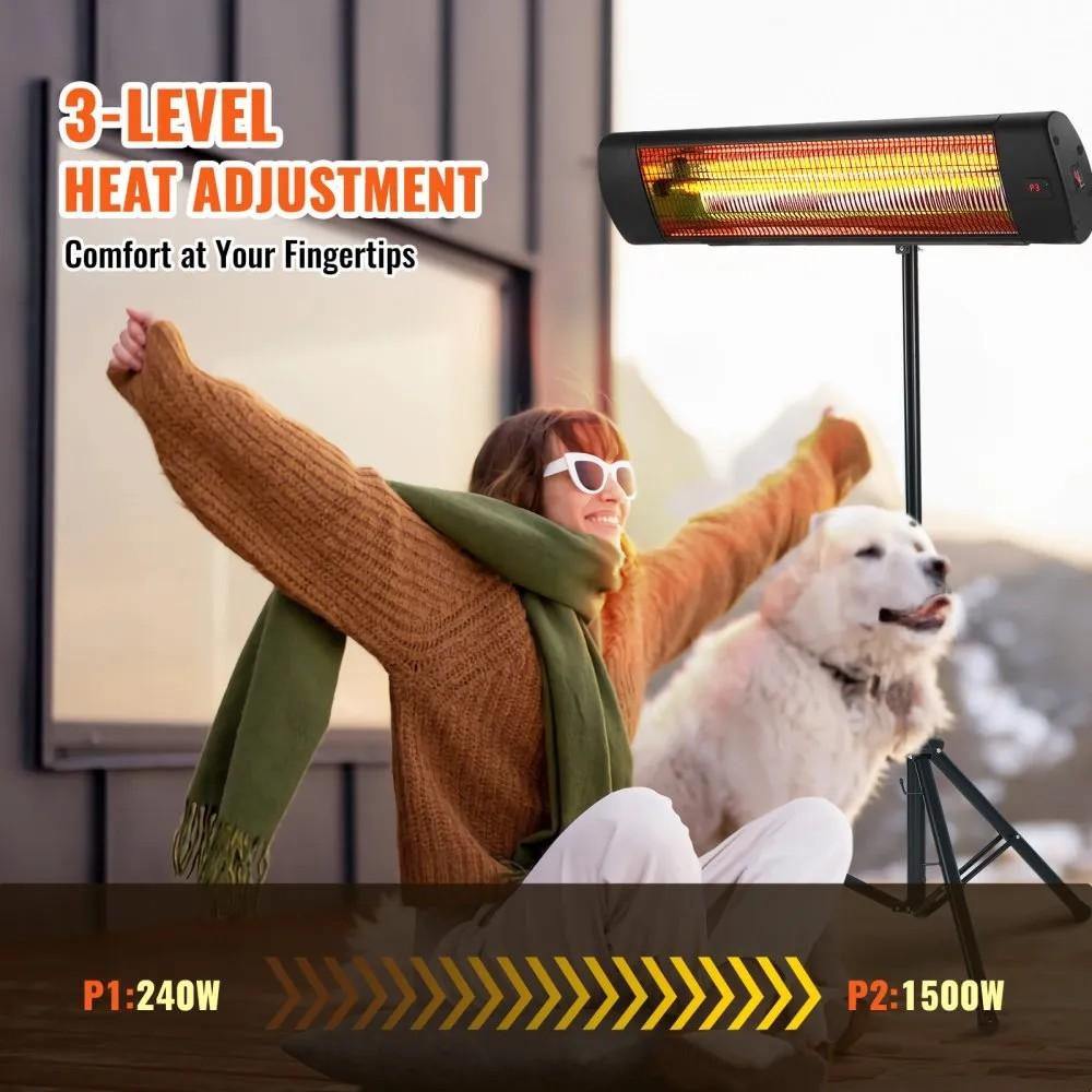 1500W Infrared Space Heater, 24-Inch Electric Heater with Remote Control