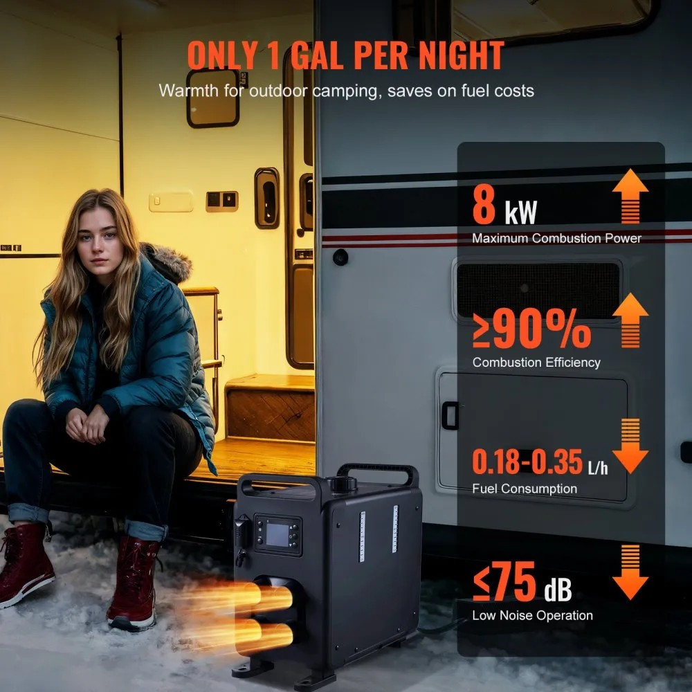 8KW Diesel Air Heater, 12V/24V All-in-One Heater with Bluetooth App and Remote