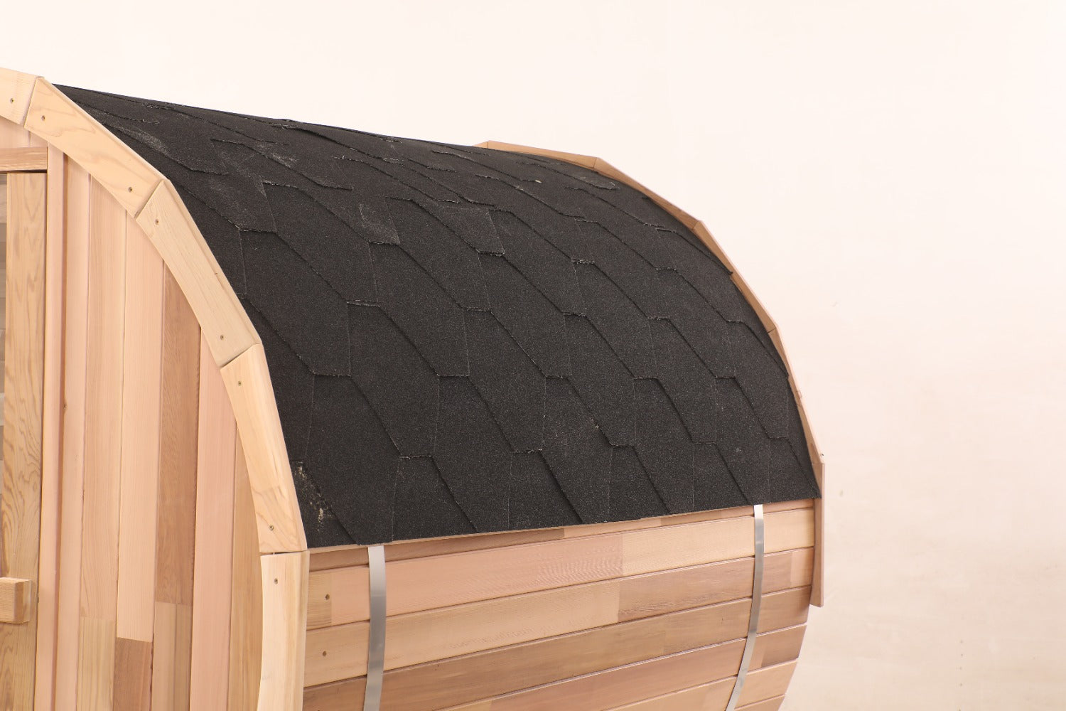 Blisspod, Prague, Canadian Red Cedar Outdoor Steam Barell Sauna, 2-4 / 4-6 persons with Full Glass Back & 2 front Porch seats 