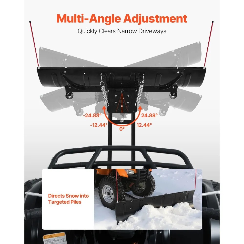 Adjustable Snow Plow Blade, 43–60 Inch Width, Universal ATV and UTV Mount