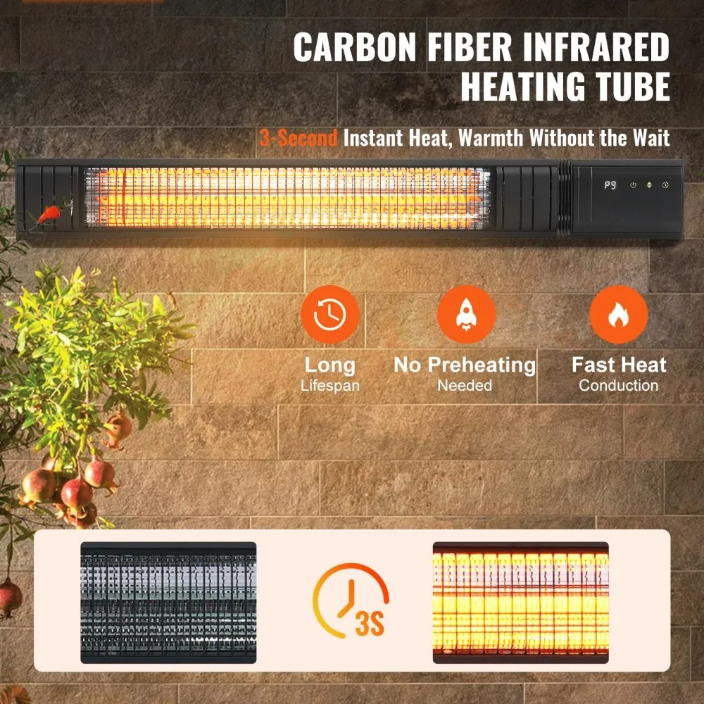1500W Infrared Space Heater with Remote Control, 9 Speeds and Timer