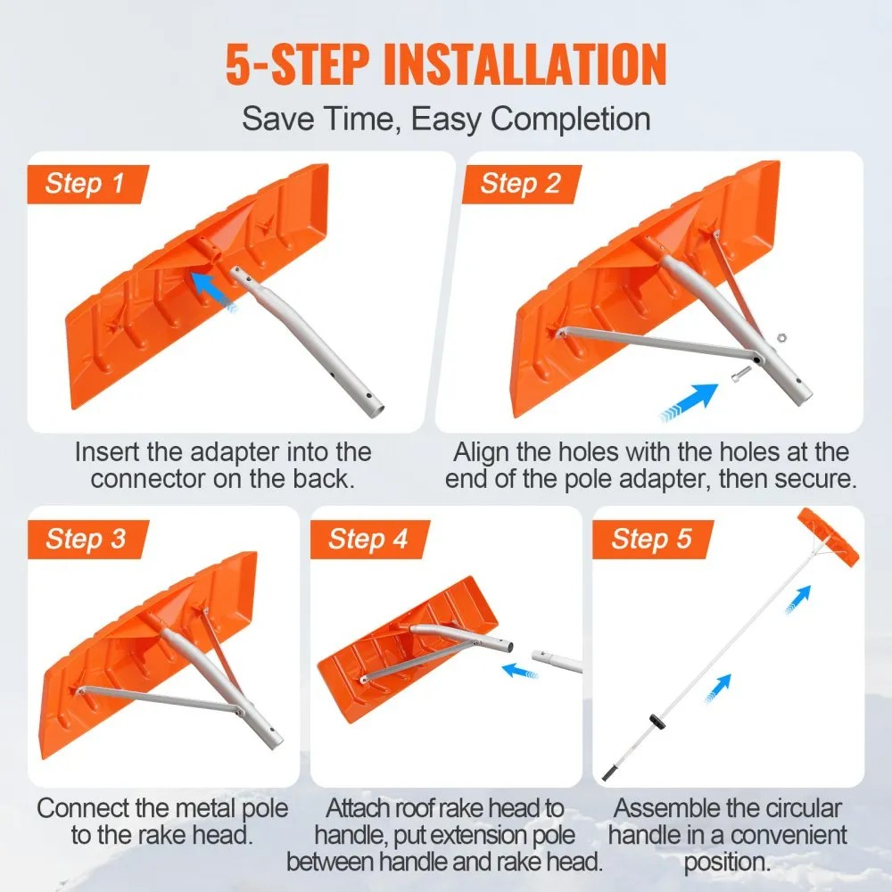 25-Inch Roof Snow Rake with 21 ft Aluminum Handle and Anti-Slip Grip