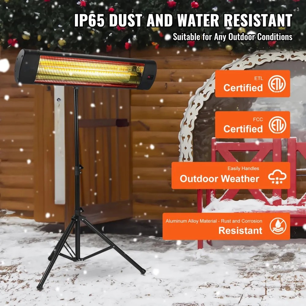 1500W Infrared Space Heater, 24-Inch Electric Heater with Remote Control