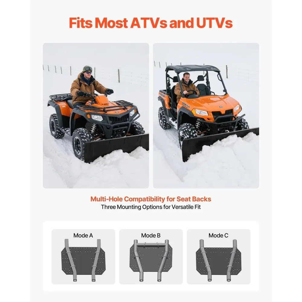 48-Inch Universal ATV Snow Plow Kit, Adjustable Steel Blade for ATV and UTV
