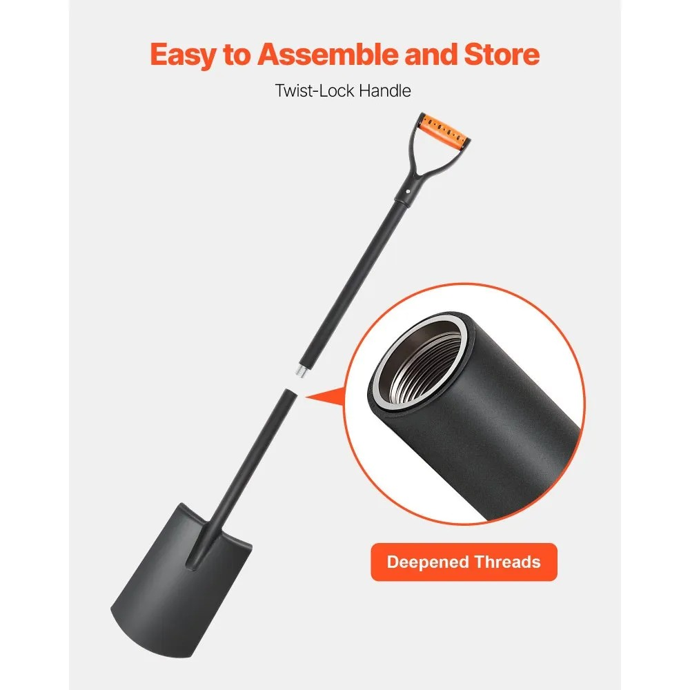 48-Inch Heavy-Duty Square Shovel with Alloy Steel Blade and D-Handle