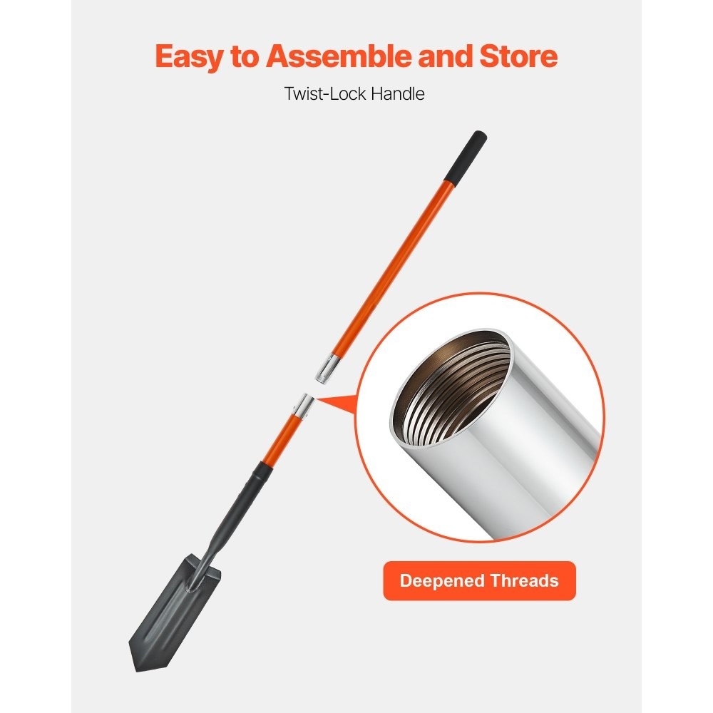 56-Inch Trenching Shovel with 4-Inch Blade, Fiberglass Handle and Non-Slip Grip