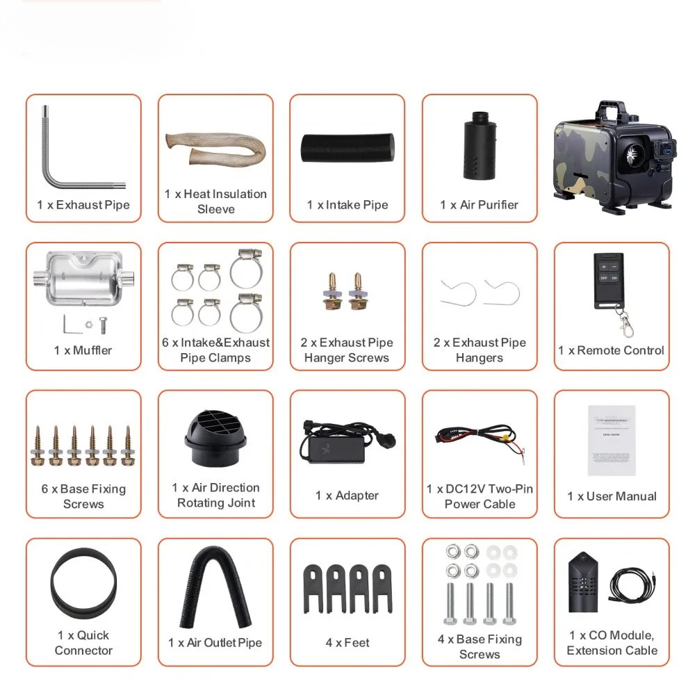 8KW Diesel Air Heater, 12V/24V All-in-One Heater with Bluetooth App and Remote