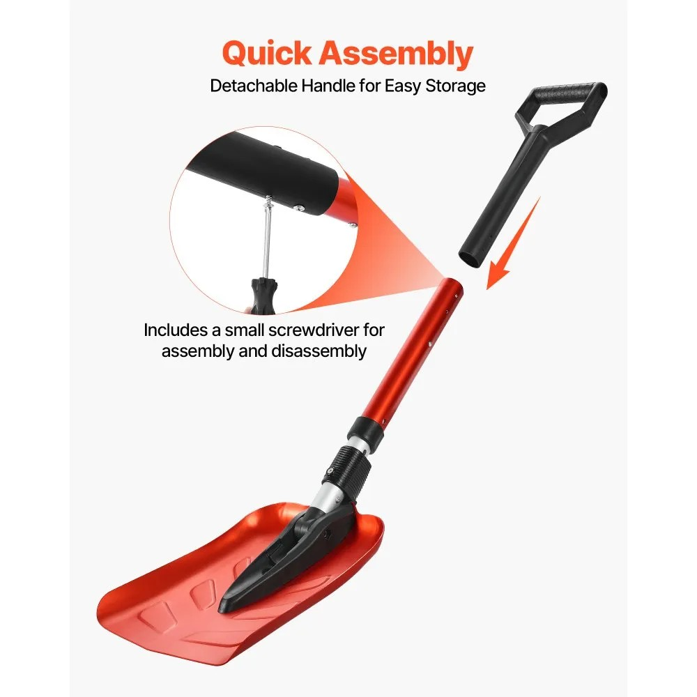 9-Inch Lightweight Snow Shovel with Aluminum Alloy Blade and 36–40" Handle