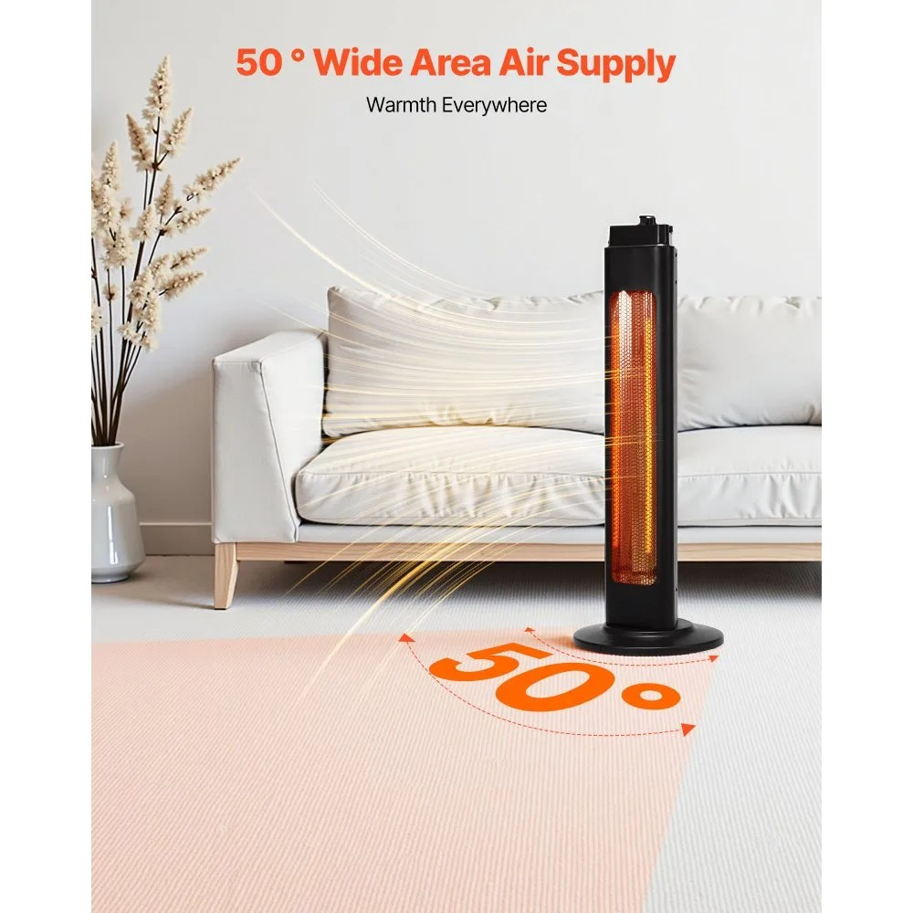 1500W Infrared Space Heater with Remote Control, 3 Speeds and 24H Timer