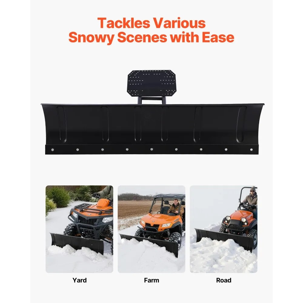 60-Inch Universal ATV Snow Plow Kit, Adjustable Steel Blade for ATV and UTV