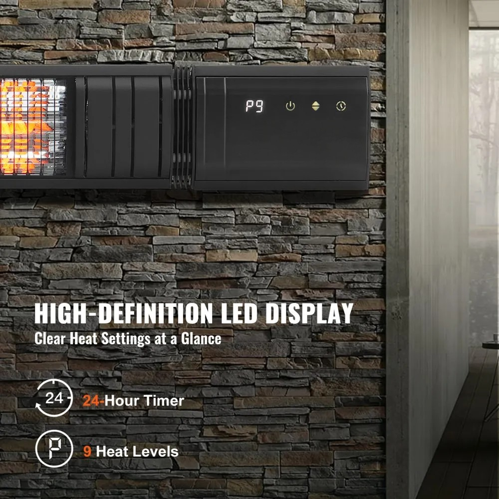 1500W Infrared Space Heater with Remote Control, 9 Speeds and Timer