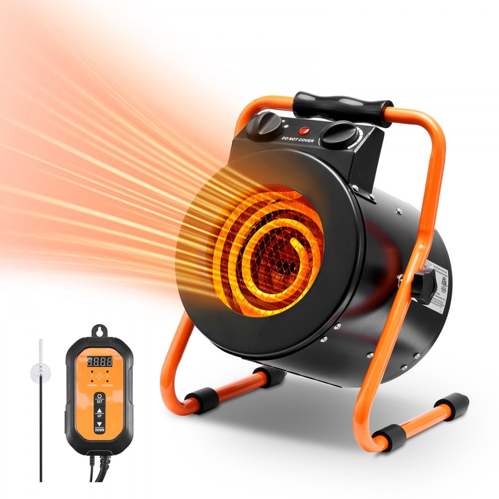 1500W Greenhouse Heater with Thermostat, 2-Speed Fan and Overheat Protection
