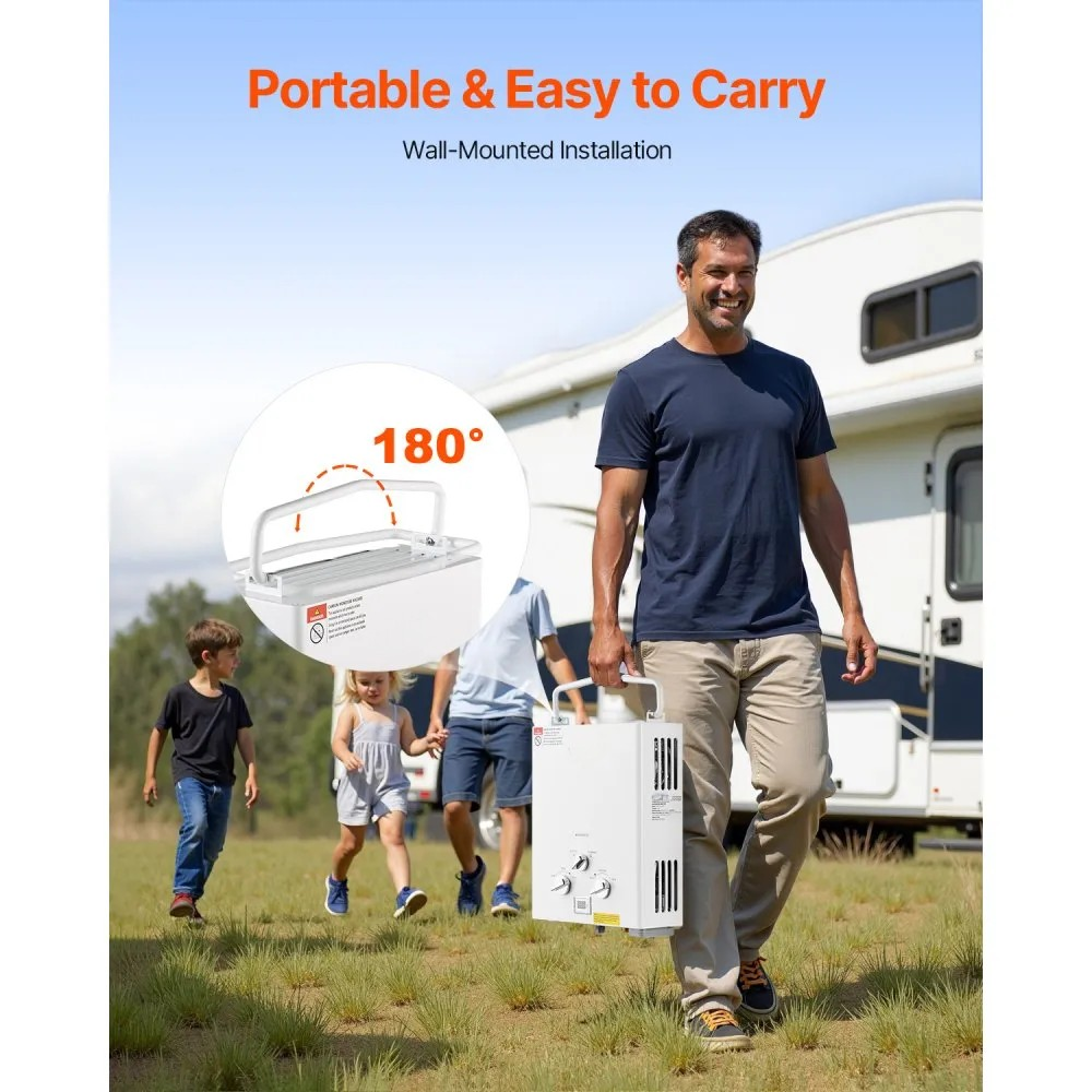 Portable Propane Tankless Water Heater, 5L with Water Pump for RV Camping