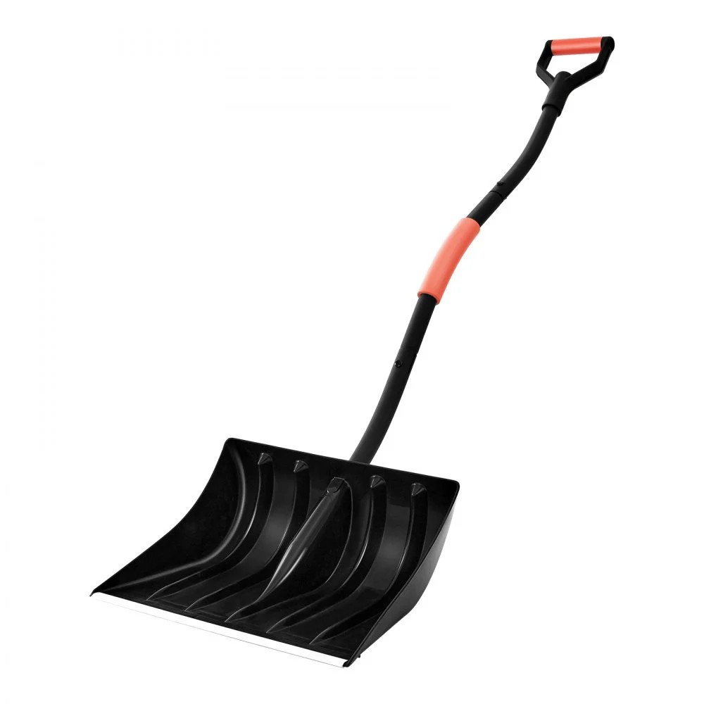 17-Inch Plastic Snow Shovel with Aluminum Blade and D-Shaped Handles