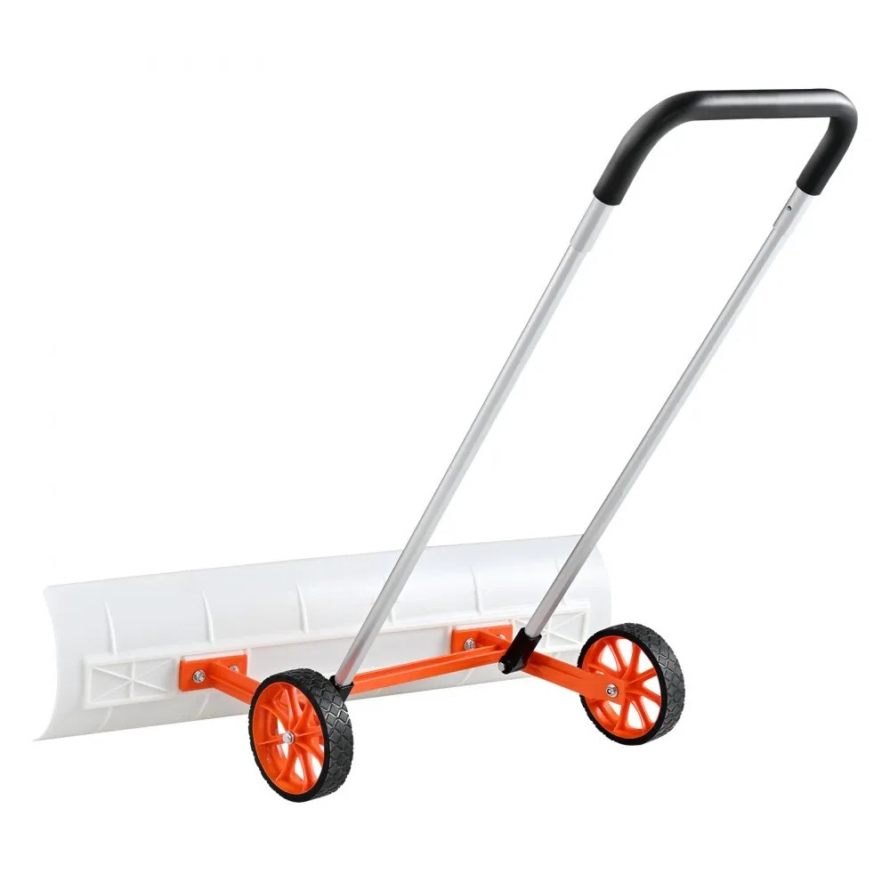 37-Inch Snow Shovel with Wheels, Wide ABS Blade and U-Shaped Aluminum Handle
