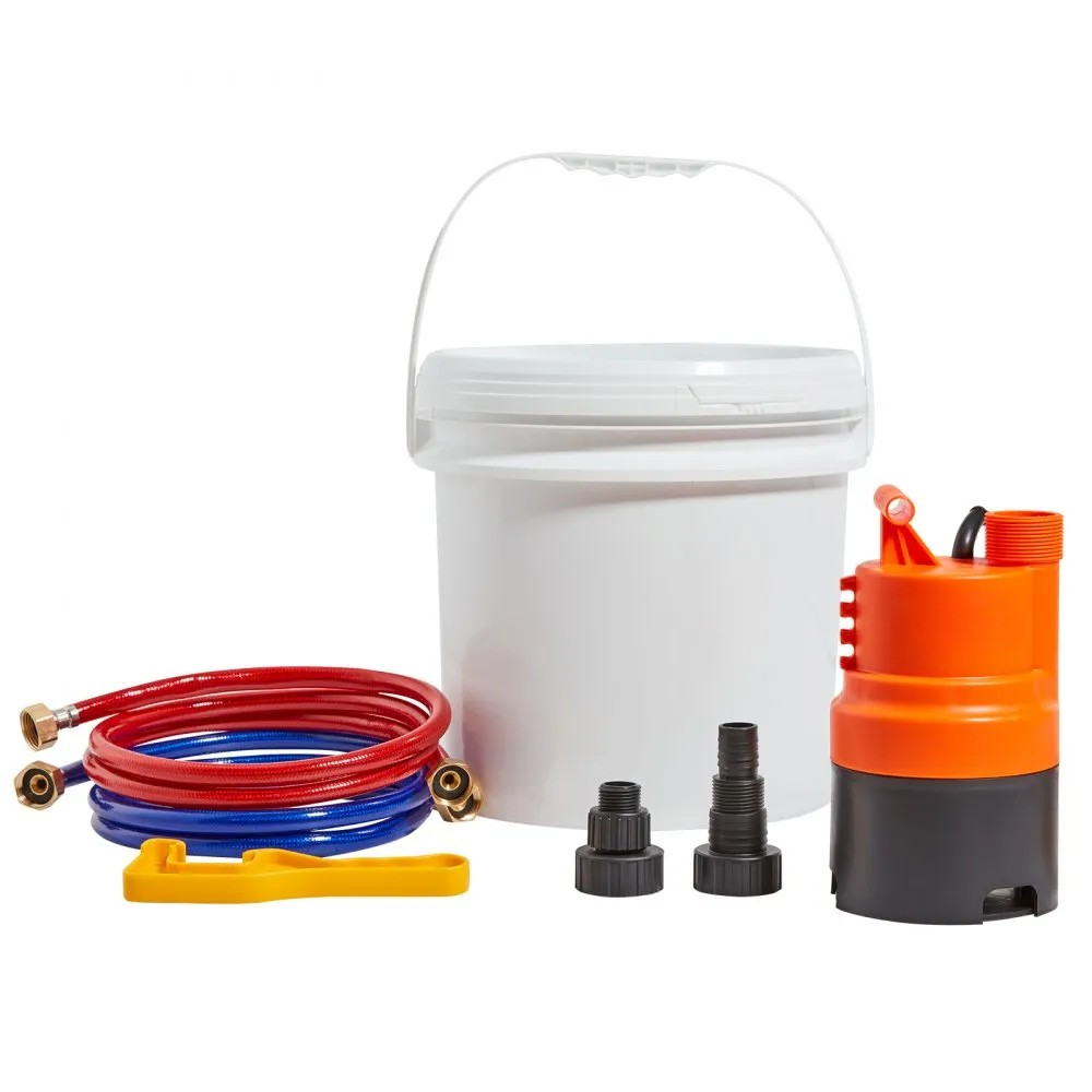 Tankless Water Heater Flushing Kit with Pump, 3.7-Gallon Pail, Hoses, Wrench and Adapter