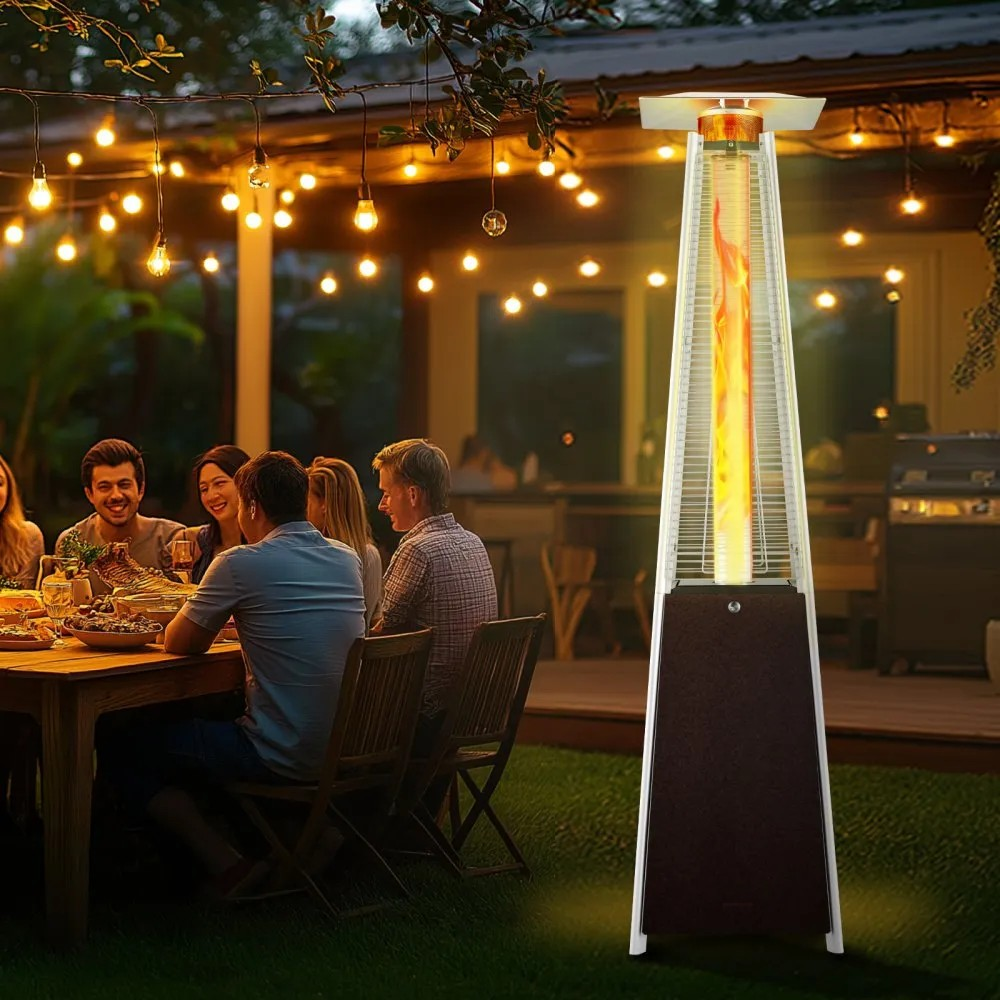48,000 BTU Pyramid Propane Patio Heater with Wheels, Bronze Finish