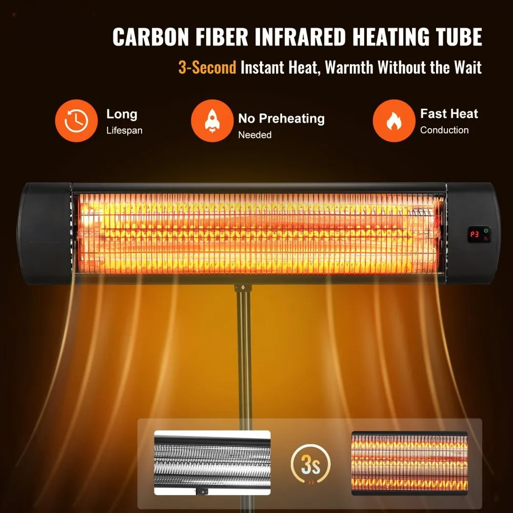 1500W Infrared Space Heater, 34-Inch Electric Heater with Remote Control