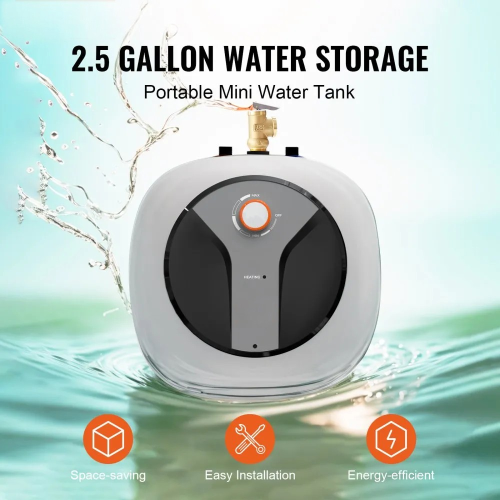 2.5-Gallon Electric Mini-Tank Water Heater, 1440W Storage Boiler