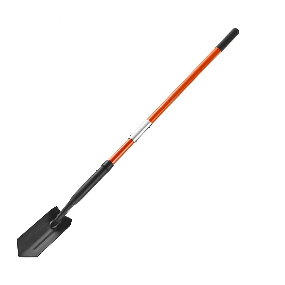 56-Inch Trenching Shovel with 4-Inch Blade, Fiberglass Handle and Non-Slip Grip