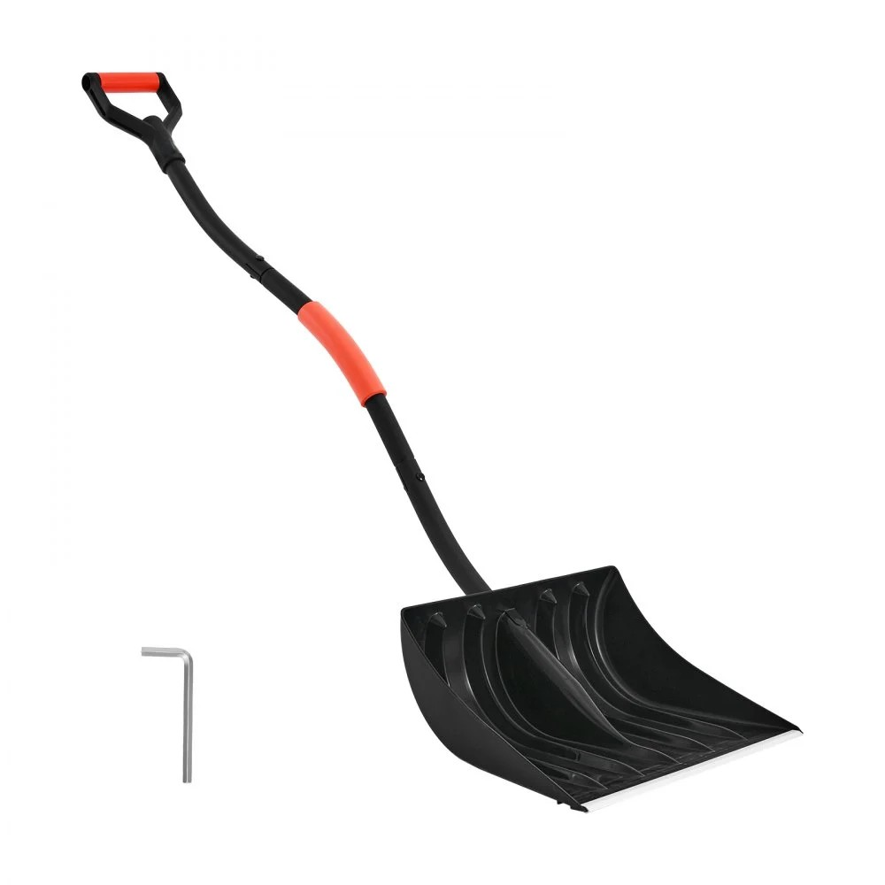 17-Inch Plastic Snow Shovel with Aluminum Blade and D-Shaped Handles