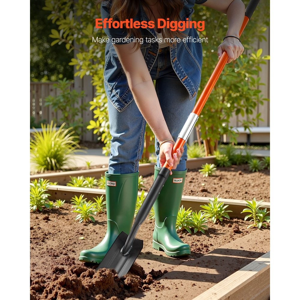 56-Inch Trenching Shovel with 4-Inch Blade, Fiberglass Handle and Non-Slip Grip