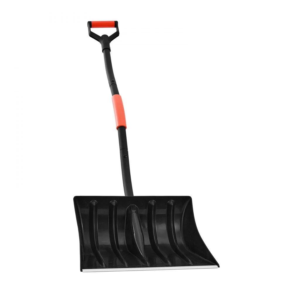 17-Inch Plastic Snow Shovel with Aluminum Blade and D-Shaped Handles