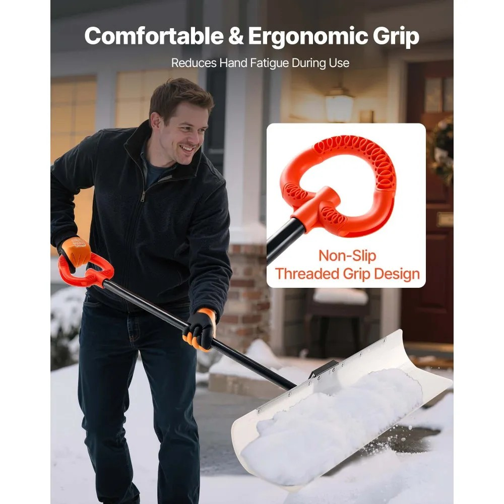 48-Inch Plastic Snow Pusher with Ergonomic Handle for Winter Snow Clearing