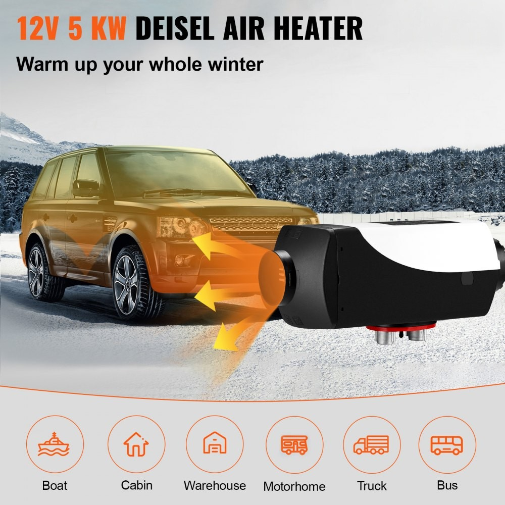 5KW 12V Diesel Parking Heater with 10L Tank, LCD Thermostat and Remote Control