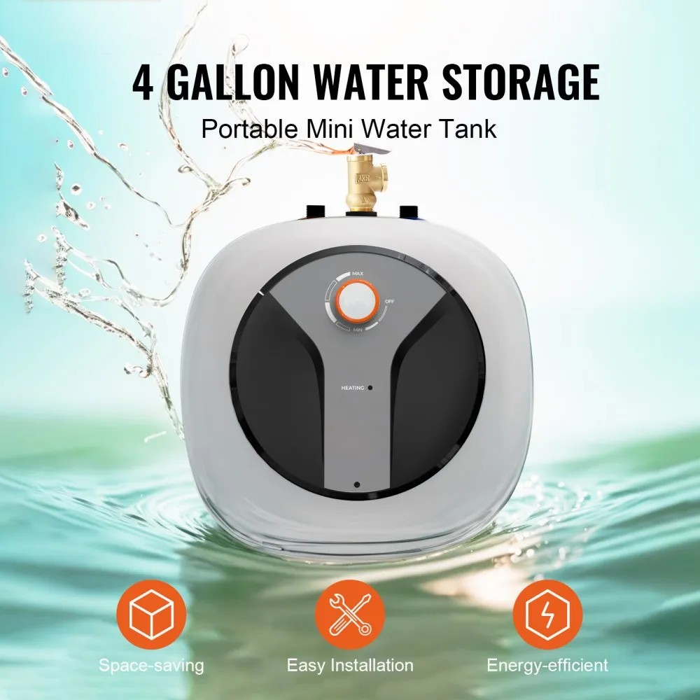 1440W Electric Water Heater with 4-Gallon Tank and Safety Pressure Valve