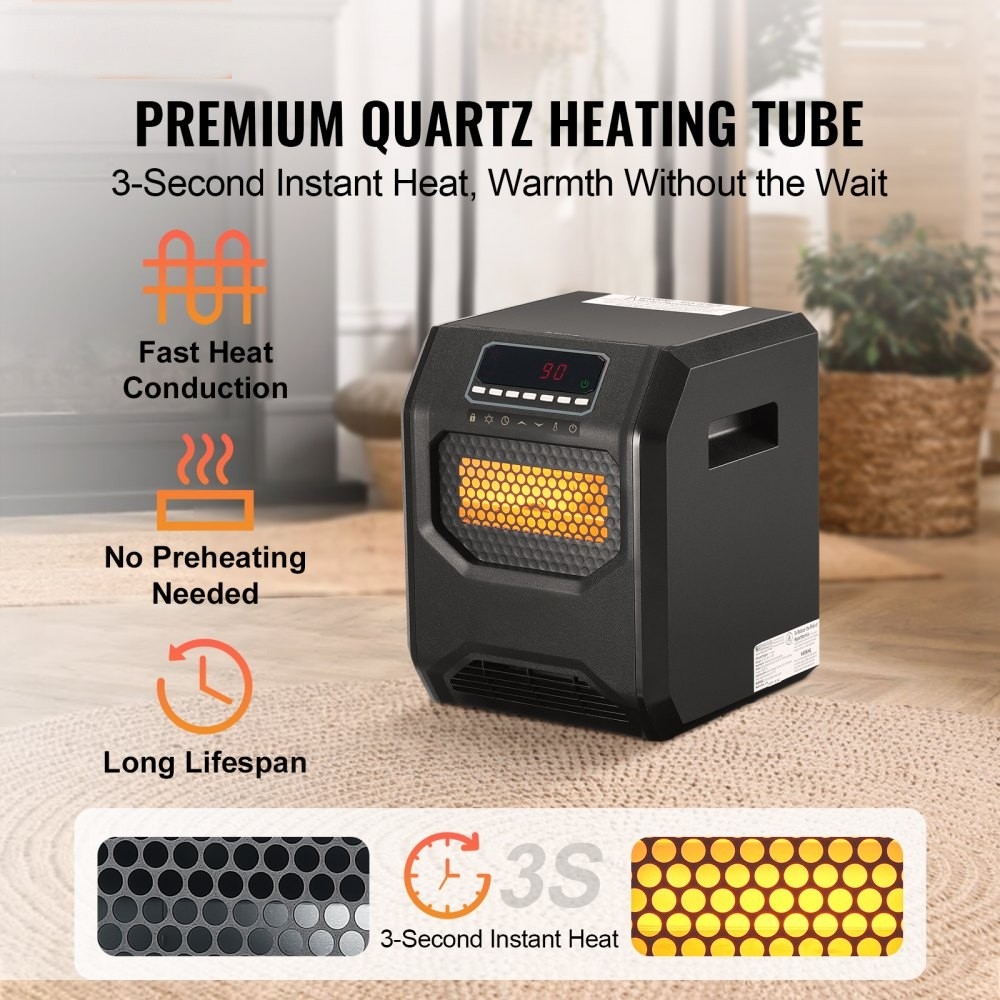 1500W Infrared Space Heater, ABS Body, Remote Control and 3 Speeds