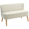 Modern 2 Seater Sofa, Upholstered Two Seater Couch with Rubber Wood Legs, Cream White