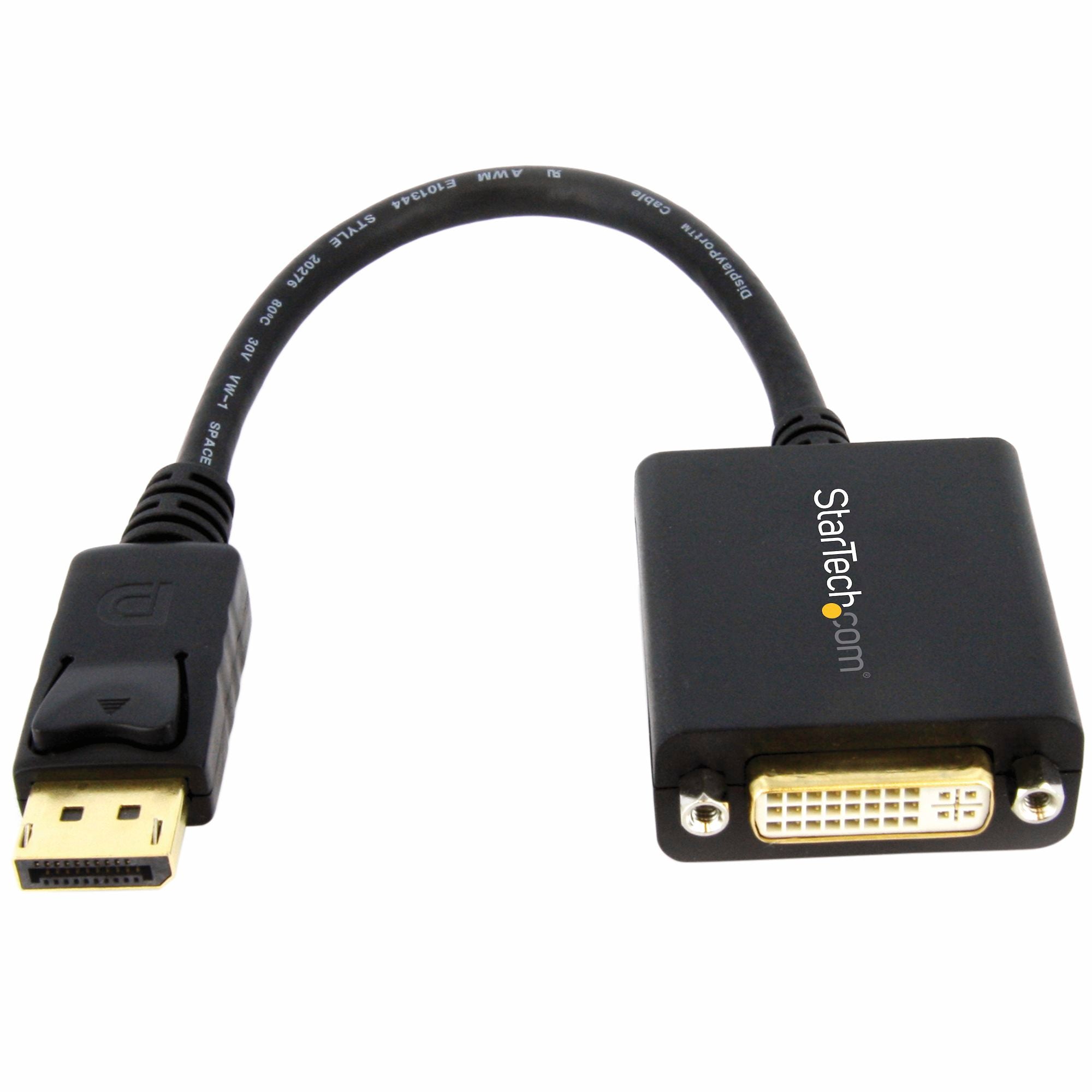 DisplayPort to DVI Adapter - DisplayPort to DVI-D Adapter Video Converter 1080p - DP 1.2 to DVI Monitor/Display Cable Adapter Dongle - DP to DVI Adapter - Latching DP Connector 