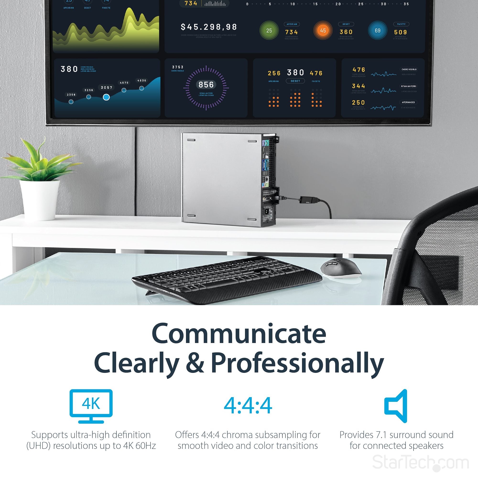 DisplayPort to HDMI Adapter - 4K 60Hz Active DP 1.4 to HDMI 2.0 Video Converter - DP to HDMI Monitor/TV/Display Cable Adapter Dongle - Latching DP Connector 