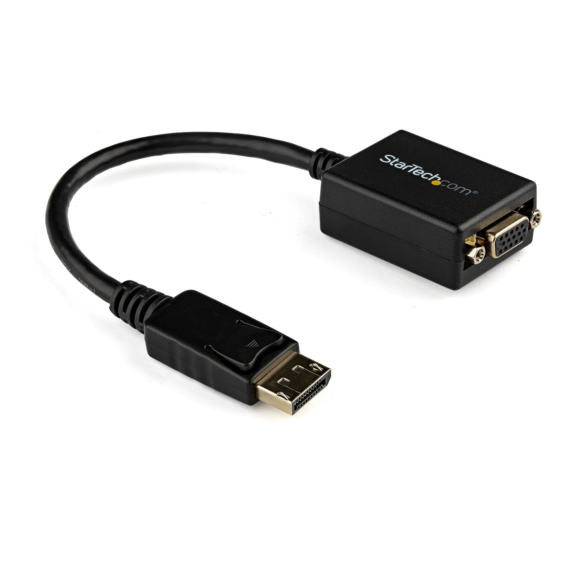 DisplayPort to VGA Adapter - Active DP to VGA Converter - 1080p Video - DisplayPort Certified - DP/DP++ Source to VGA Monitor Cable Adapter Dongle - Latching DP Connector 