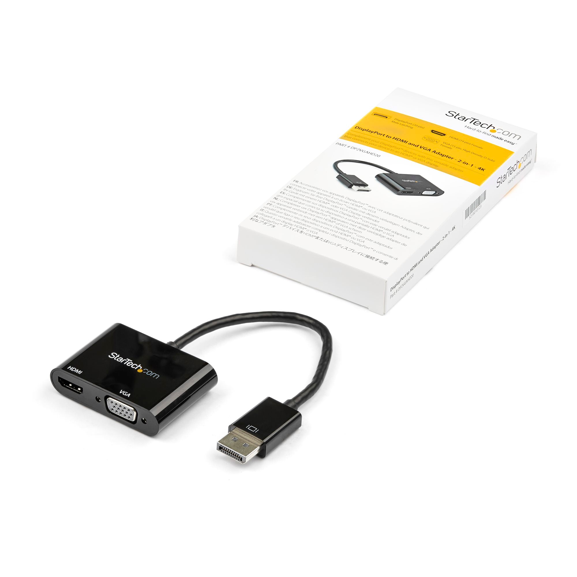 DisplayPort to HDMI VGA Adapter - DisplayPort 1.2 HBR2 to HDMI 2.0 (4K 60Hz) or VGA 1080p Converter Dongle - DP to HDMI or VGA Monitor Adapter - Digital Video Display Adapter 