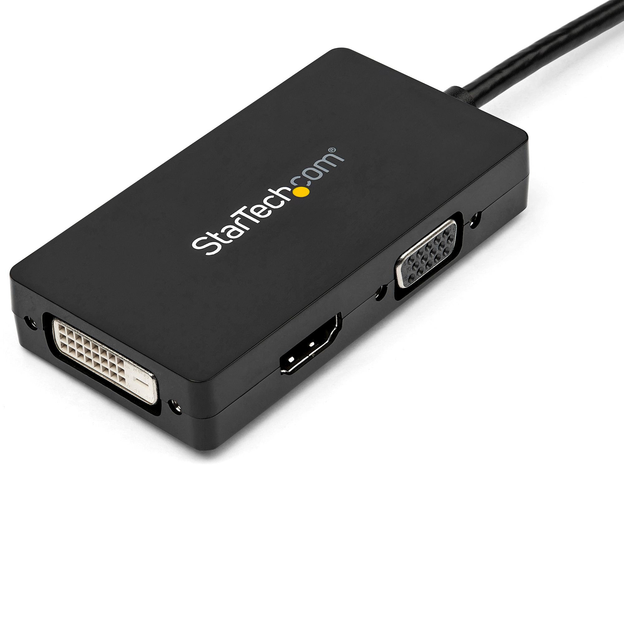 Travel A/V adapter: 3-in-1 DisplayPort to VGA DVI or HDMI converter 
