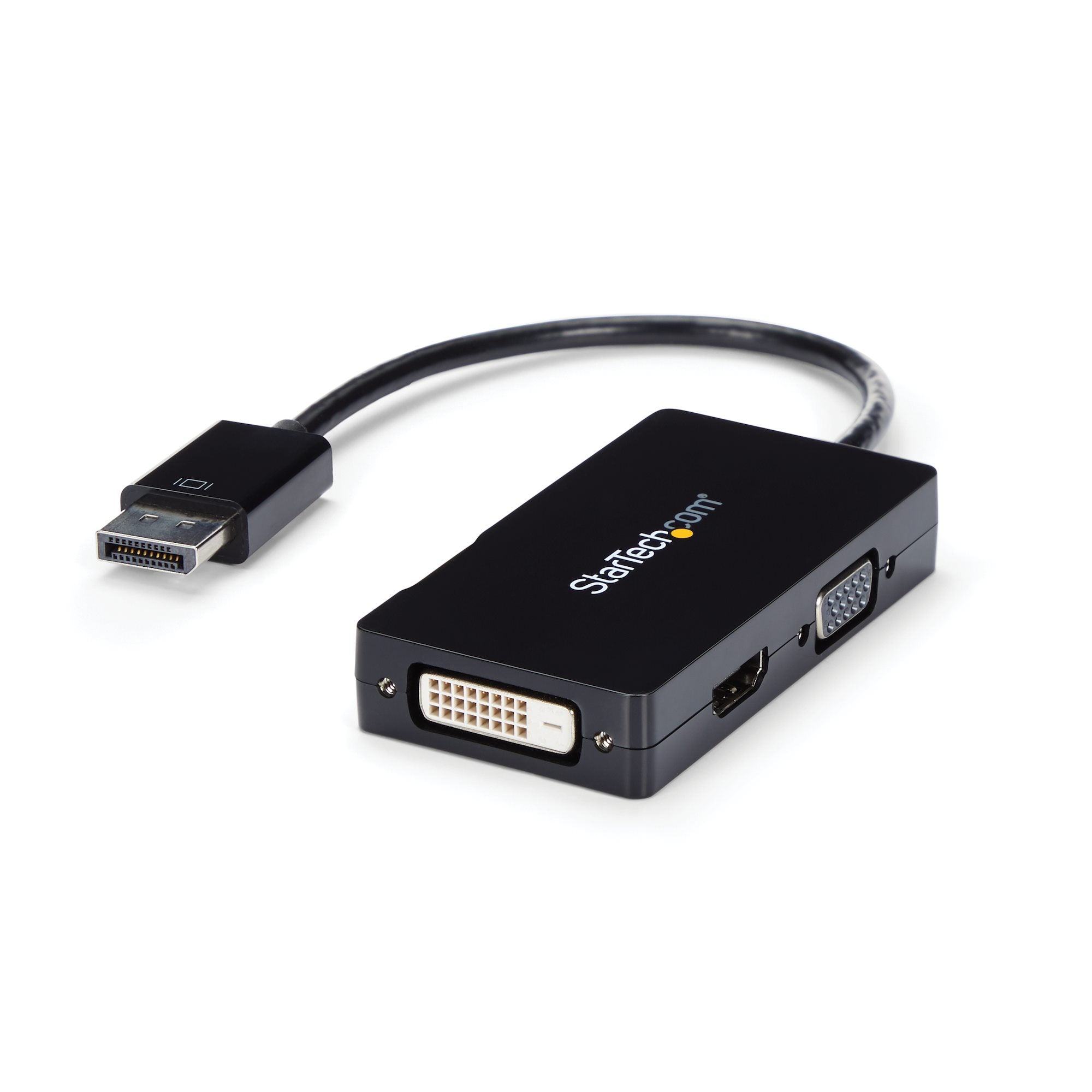 Travel A/V adapter: 3-in-1 DisplayPort to VGA DVI or HDMI converter 
